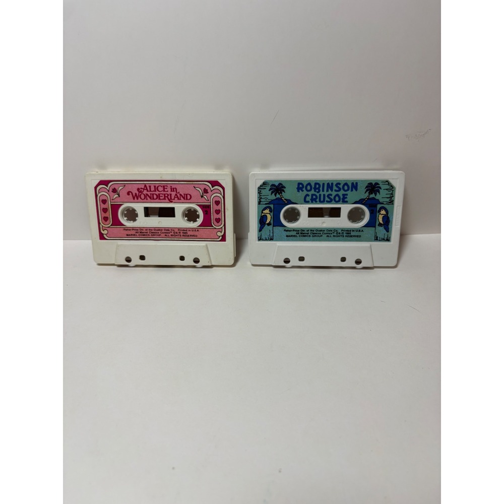 Vintage 1985 Untested Fisher-Price Alice in Wonderland Robinson Crusoe Cassettes